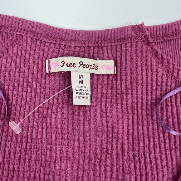 Free People Women's Santa Clara V-Neck Pullover Thermal Top Purple Medium NWT - Picture 6 of 6
